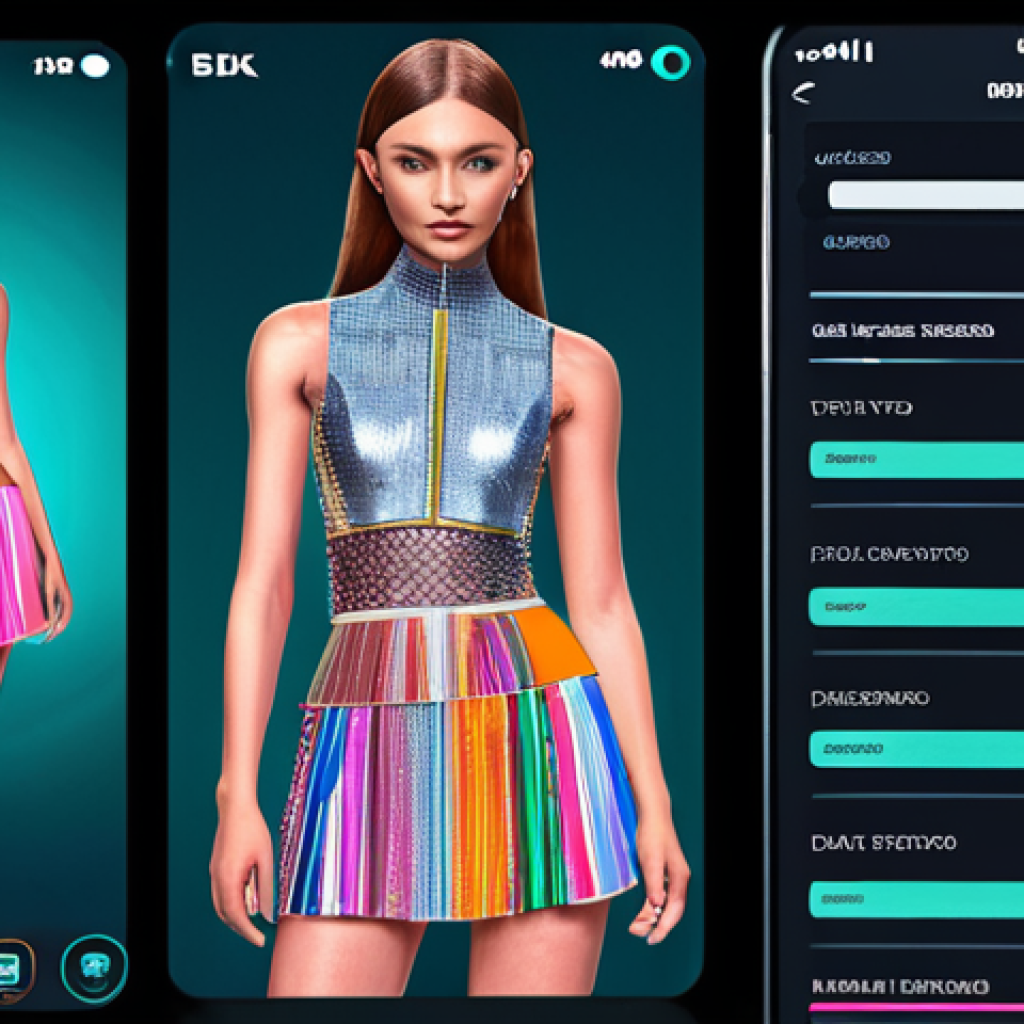 **

Prompt: "Data-driven fashion design studio, real-time trend analysis dashboard, designer inspired by social media insights, futuristic interface, vibrant colors, fashion-forward."

**