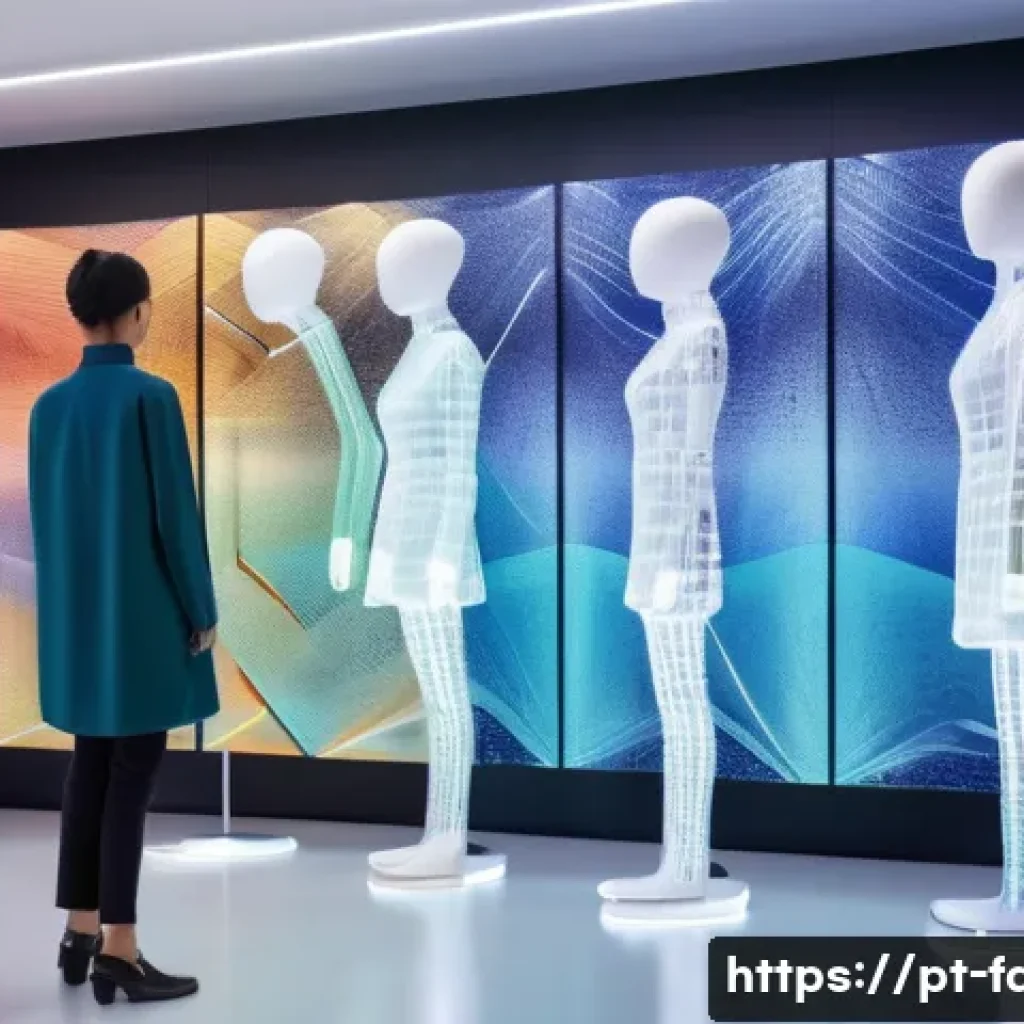 패션디자인 산업의 최신 기술 - A futuristic fashion design studio featuring a diverse group of designers collaborating with artific...