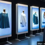 Home 20 패션디자인 이직 성공 사례 - A futuristic fashion design studio showcasing a diverse team of designers using artificial intellige...