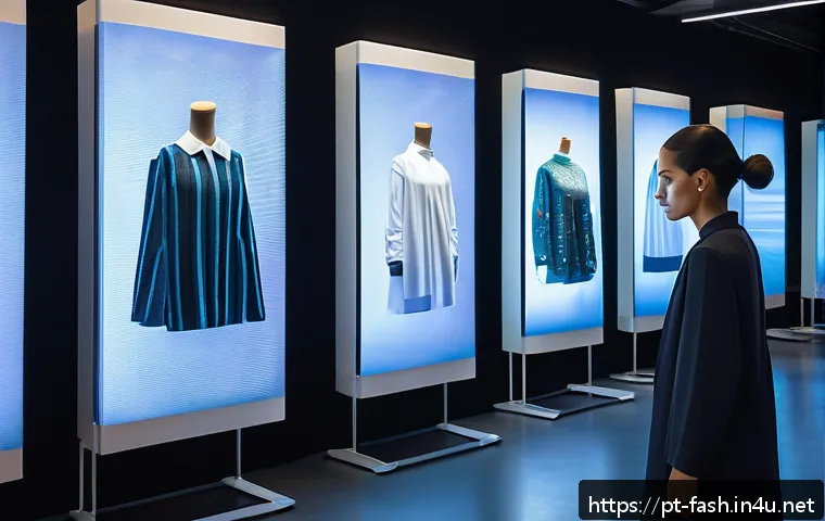 패션디자인 이직 성공 사례 - A futuristic fashion design studio showcasing a diverse team of designers using artificial intellige...